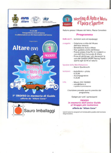 Altare:tutto pronto per Meeting d'Auto-Moto d'epoca sportive