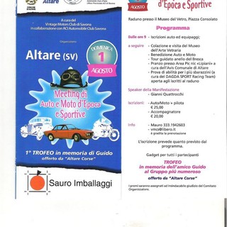 Altare: domani raduno di auto e modo d'epoca e sportive