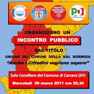 Carcare: "Unione dei Comuni della Valbormida, anche i Cittadini vogliono sapere"