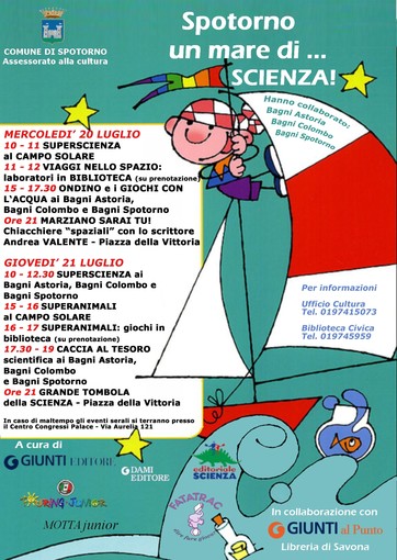In arrivo a Spotorno "un mare di Scienza!" In arrivo a Spotorno "un mare di Scienza!"