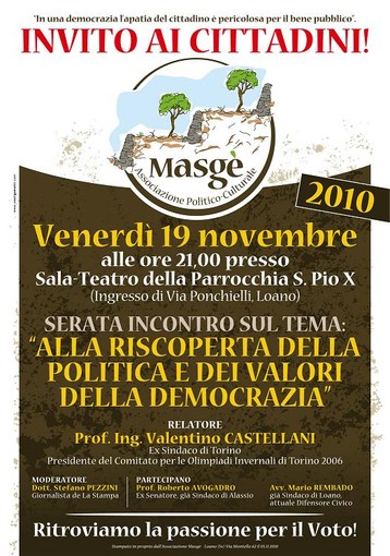 Loano: alla San Pio X si parla di democrazia con Valentino Castellani Loano: alla San Pio X si parla di democrazia con Valentino Castellani