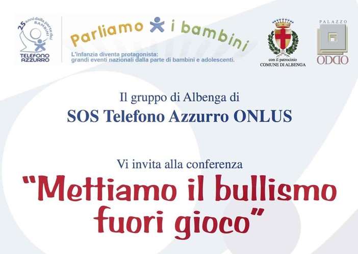 Albenga, Telefono Azzurro: “mettiamo il bullismo fuori gioco” Albenga, Telefono Azzurro: “mettiamo il bullismo fuori gioco”