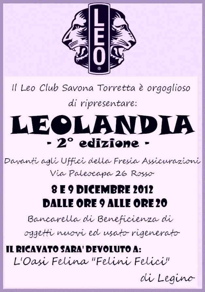 Leo Club Savona Torretta: questo weekend la seconda edizione di Leolandia Leo Club Savona Torretta: questo weekend la seconda edizione di Leolandia