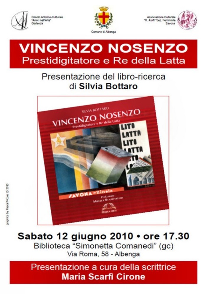 Albenga: libro della Bottaro che riscopre Vincenzo Nosenzo Albenga: libro della Bottaro che riscopre Vincenzo Nosenzo