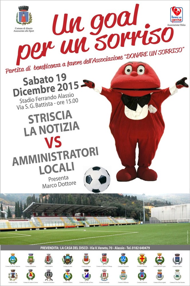 Alassio, sale l'attesa per "Un goal per un sorriso", amichevole di beneficenza tra stelle di Striscia la Notizia e amministratori locali