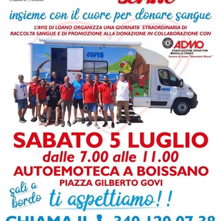 “Tuffati a Donare”: a Boissano l’autoemoteca Avis per la donazione di sangue