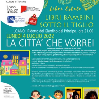 Loano, laboratorio per bambini “La città che vorrei”: il 4 luglio al Giardino del Principe