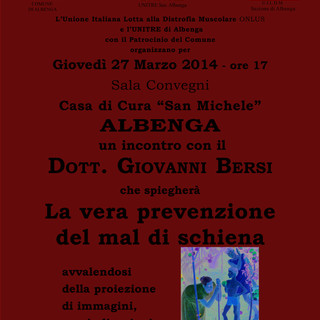 Albenga, giovedi incontro con il Dott. Bersi contro il mal di schiena Albenga, giovedi incontro con il Dott. Bersi contro il mal di schiena