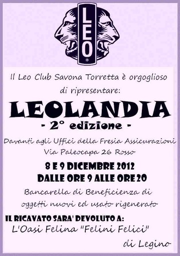 Leo Club Savona Torretta: questo weekend la seconda edizione di Leolandia Leo Club Savona Torretta: questo weekend la seconda edizione di Leolandia