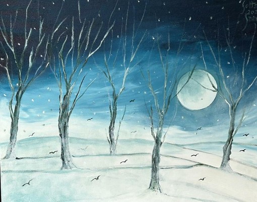 Luna Fredda vista dal pittore braidese Franco Gotta Luna Fredda vista dal pittore braidese Franco Gotta