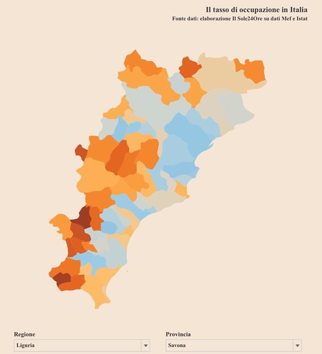 Tasso di occupazione comunale: Vado Ligure al primo posto Tasso di occupazione comunale: Vado Ligure al primo posto