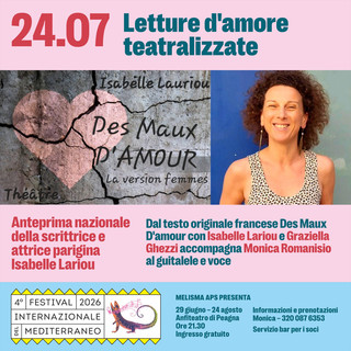 Ceriale, a Peagna l'anteprima nazionale di "Malamore": il Festival Internazionale del Mediterraneo porta in scena le emozioni dell'amore