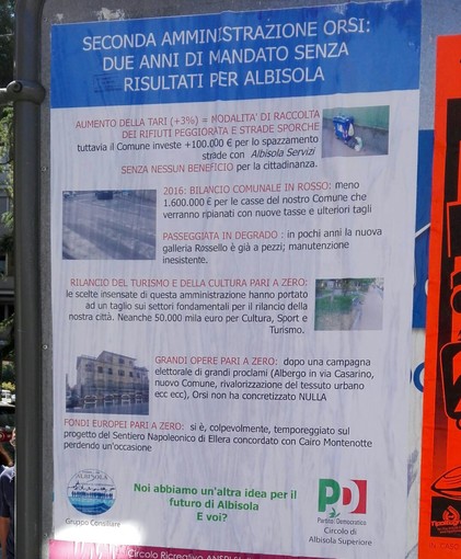 Albisola Superiore: PD all'attacco "Due anni di amministrazione Orsi senza risultati"