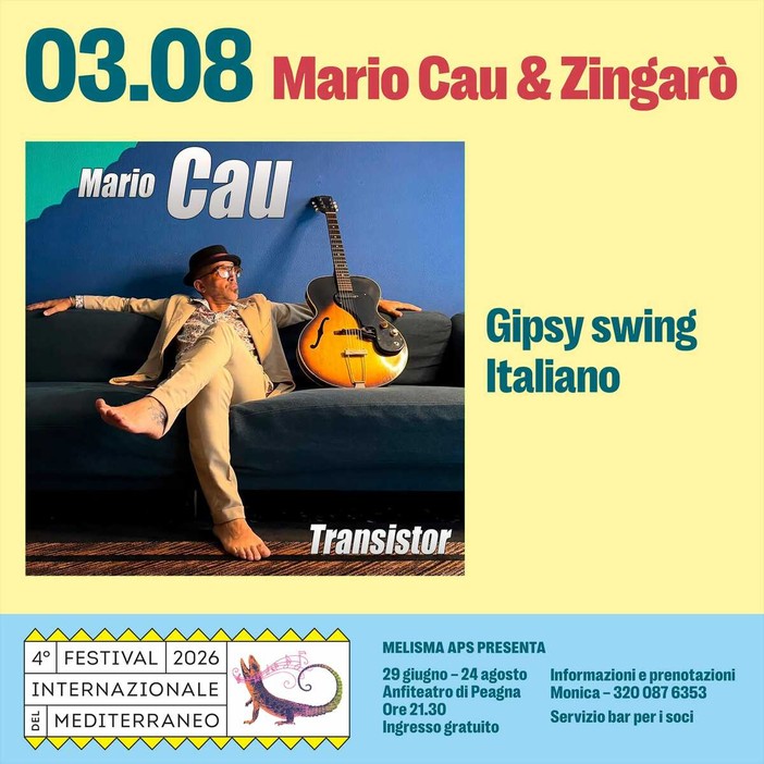 Mario Cau &amp; Zingarò in concerto a Ceriale per il Festival Internazionale del Mediterraneo