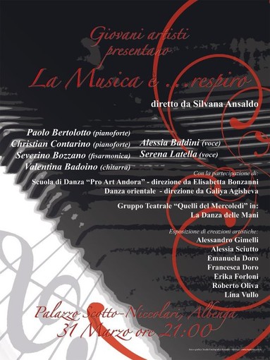 Albenga, Associazione Governo Ombra: domani &quot;La Musica è... Respiro&quot;