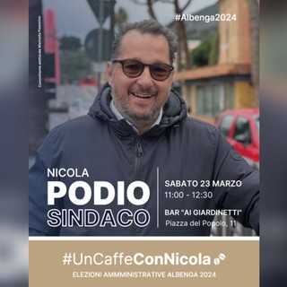 Albenga 2024, Podio lancia il caffè con il candidato sindaco: “Ascolto e condivisione”. Sabato 23 marzo il primo appuntamento