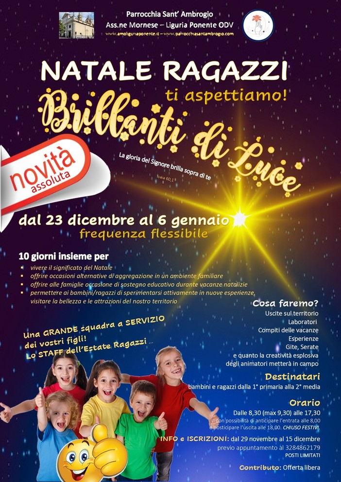 Alassio, alla parrocchia di S. Ambrogio si accende il “Natale Ragazzi” Alassio, alla parrocchia di S. Ambrogio si accende il “Natale Ragazzi”