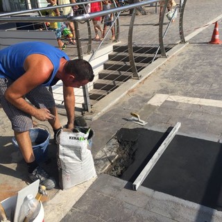 Alassio, interventi in Passeggiata Cadorna e Passeggiata Ciccione (FOTO)
