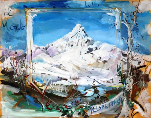 Gianni Pascoli: "Il mondo è di tutti, rispettalo". Olio su tela