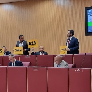 Protesta del Gruppo Pd in consiglio regionale: "Sanità allo sbando, ma Toti pensa solo alla campagna elettorale"