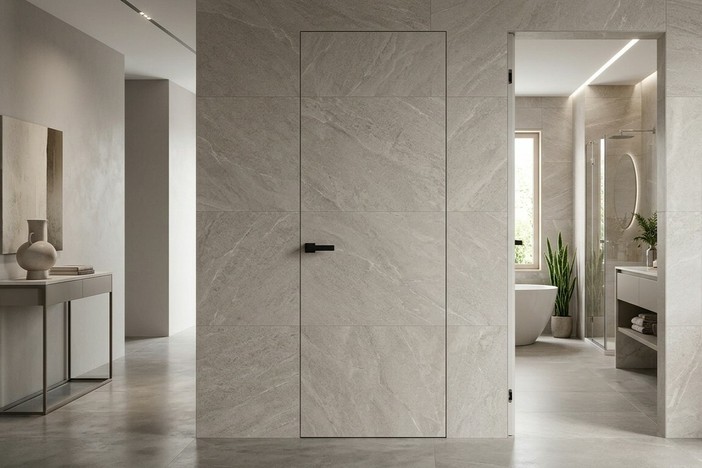 Porte filo muro per bagno: continuità visiva e resistenza all’umidità
