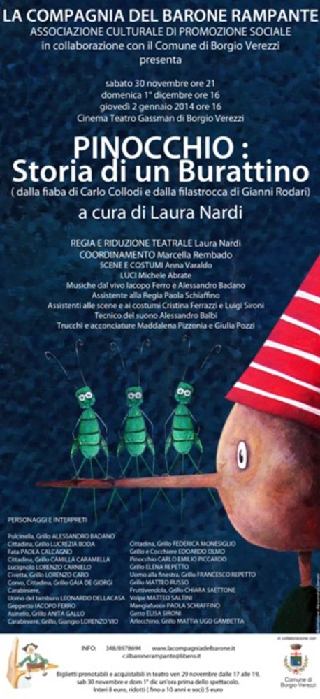 Borgio Verezzi, il 30 novembre arriva sulle scene "Pinocchio"
