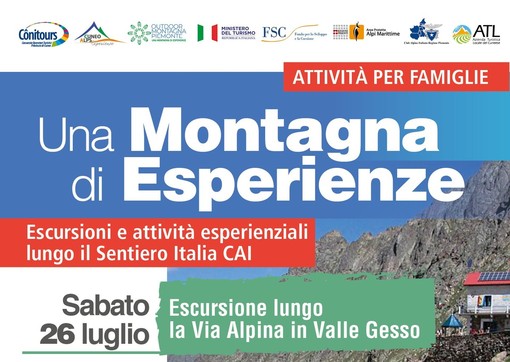 “Una Montagna di Esperienze”: escursioni e attività per famiglie lungo il Sentiero Italia CAI alla scoperta delle valli alpine cuneesi “Una Montagna di Esperienze”: escursioni e attività per famiglie lungo il Sentiero Italia CAI alla scoperta delle valli alpine cuneesi