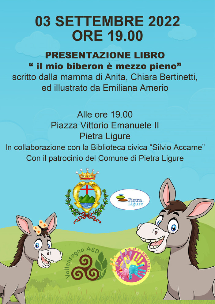 “Il mio biberon è mezzo pieno”: il 3 settembre a Pietra Ligure la presentazione del libro di Chiara Bertinetti