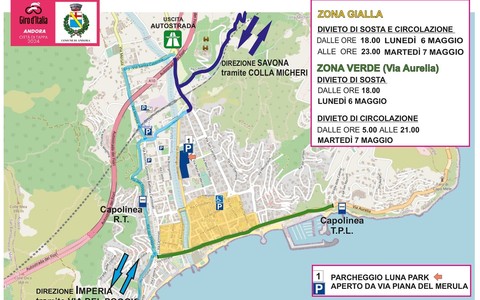 Andora, arrivo tappa del Giro d’Italia: ecco il piano del traffico