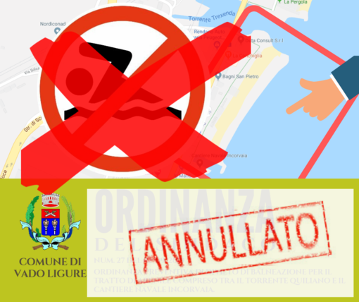 Vado, revocato il divieto di balneazione nel tratto di arenile tra il torrente Quiliano e il cantiere navale Incorvaia Vado, revocato il divieto di balneazione nel tratto di arenile tra il torrente Quiliano e il cantiere navale Incorvaia