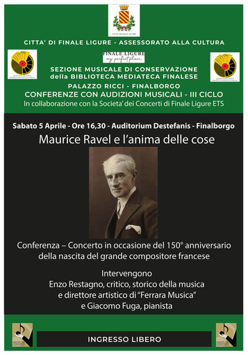 All’auditorium di Finalborgo la conferenza-concerto dal titolo “Ravel e l’anima delle cose” All’auditorium di Finalborgo la conferenza-concerto dal titolo “Ravel e l’anima delle cose”