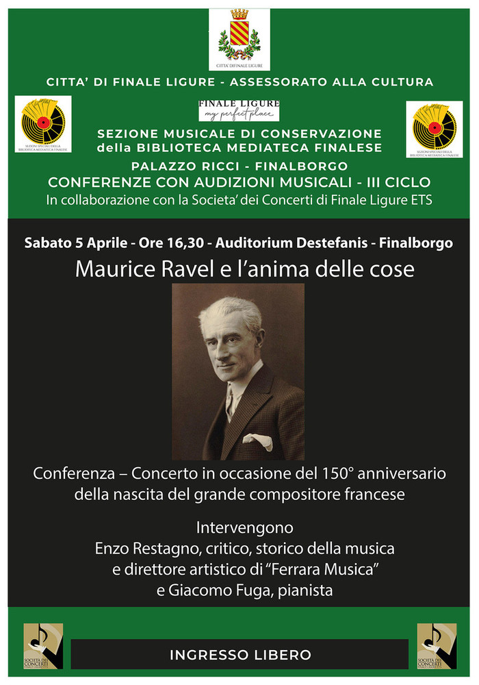 All’auditorium di Finalborgo la conferenza-concerto dal titolo “Ravel e l’anima delle cose”
