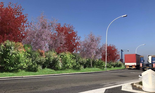 Il rendering di come sarà l'area di servizio di Rio Ghidone Est Il rendering di come sarà l'area di servizio di Rio Ghidone Est