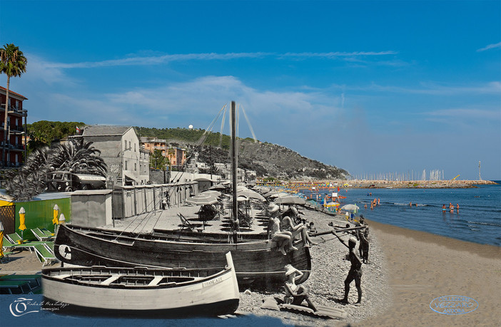 Andora, passato e presente in uno scatto: le fotocomposizioni di Roberto Bertulazzi uniscono scatti d’epoca e immagini odierne