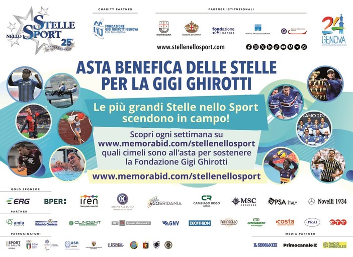 Sesta sessione dell’Asta delle Stelle: in campo Vasquez, Kasami, e Bandinelli per la Fondazione Gigi Ghirotti ETS Sesta sessione dell’Asta delle Stelle: in campo Vasquez, Kasami, e Bandinelli per la Fondazione Gigi Ghirotti ETS