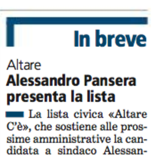 Altare, Alessandra Pansera divenne Alessandro: Un errore di stompa