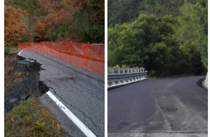 I lavori sulla strada di collegamento Gameragna - San Martino
