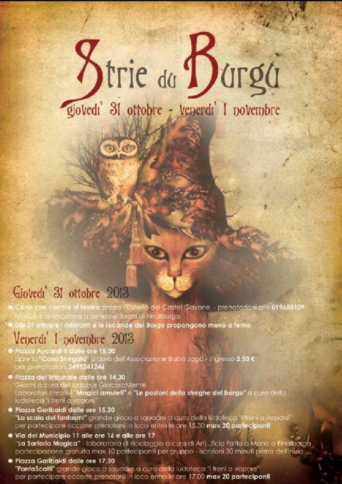 "Strie du burgu": spettacoli, giochi, degustazioni e escursioni a Finalborgo