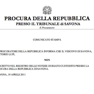 La Procura di Savona smentisce: Il Vescovo Lupi NON è iscritto nel registro degli indagati