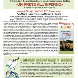 Savona: al "Martini" la presentazione di "Un parroco all'inferno"