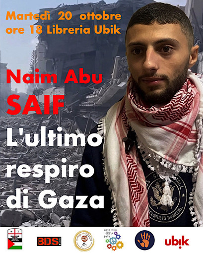 Savona, alla Ubik la presentazione del libro “L’ultimo respiro di Gaza” Savona, alla Ubik la presentazione del libro “L’ultimo respiro di Gaza”