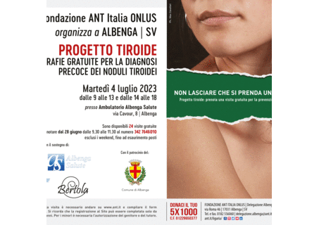 Fondazione A. N. T. di Albenga: riprende il programma di prevenzione oncologica gratuita Fondazione A. N. T. di Albenga: riprende il programma di prevenzione oncologica gratuita
