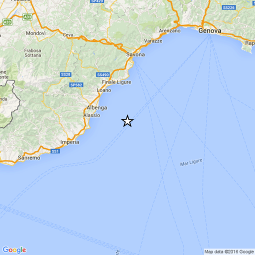 Scossa di terremoto, l'epicentro al largo di Albenga