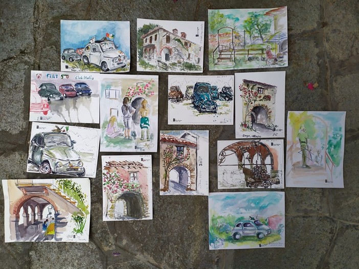 Una rappresentanza del gruppo "Urban Sketchers Liguria" alla Fiascolata di Dego (FOTO) Una rappresentanza del gruppo "Urban Sketchers Liguria" alla Fiascolata di Dego (FOTO)