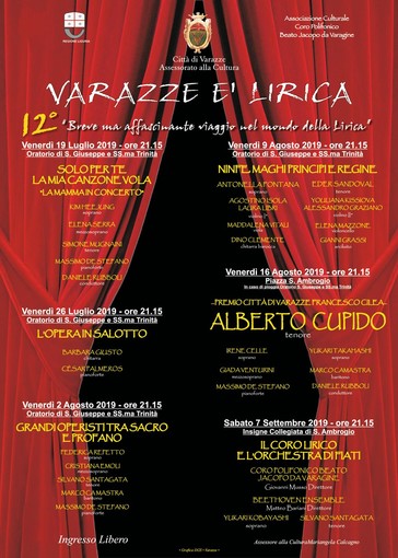 Varazze, venerdì 2 agosto il terzo appuntamento di “Varazze è Lirica” Varazze, venerdì 2 agosto il terzo appuntamento di “Varazze è Lirica”