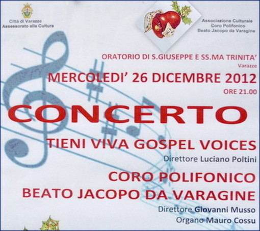 Varazze, concerto di Natale all’Oratorio S. Giuseppe e SS. Trinità Varazze, concerto di Natale all’Oratorio S. Giuseppe e SS. Trinità