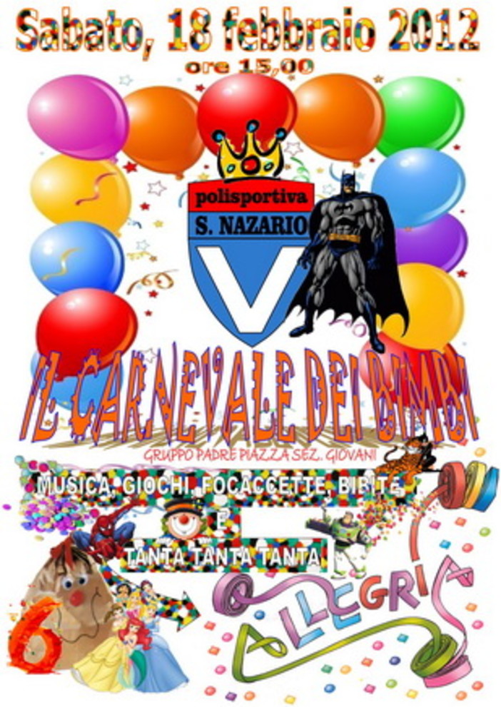 Varazze: ‘Il Carnevale dei Bimbi’ 2012 alla Polisportiva San Nazario