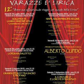 Varazze, venerdì 2 agosto il terzo appuntamento di “Varazze è Lirica”