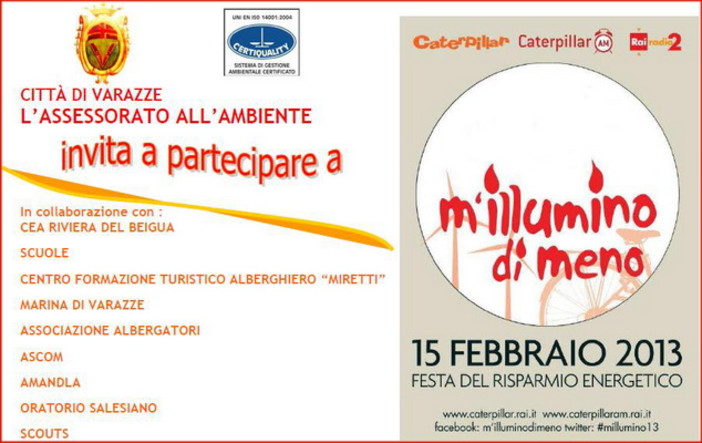 Varazze aderisce alla campagna “M’illumino di meno 2013” Varazze aderisce alla campagna “M’illumino di meno 2013”