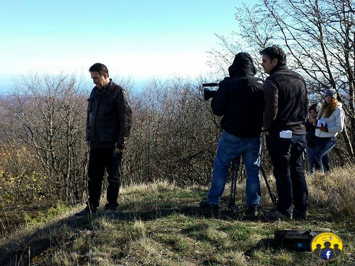 Giacobbo durante le riprese di Voyager (foto Arena)